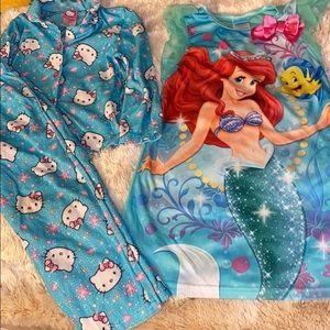 girls pajamas hello kitty and Disney
